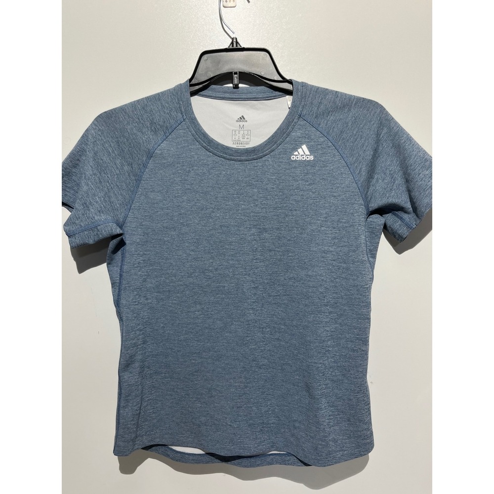 Adidas Aeroready Mens Training T-Shirt Heathered Blue Raglan Gym Top Size M